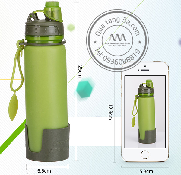 Quà tặng doanh nghiệp Bình nước gấp gọn in logo mẫu 1 11 Bình nước gấp gọn quà tặng