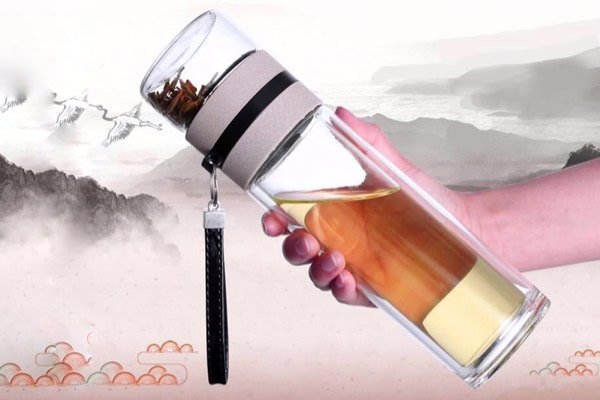 Quà tặng doanh nghiệp Bình nước thủy tinh in logo mẫu 5