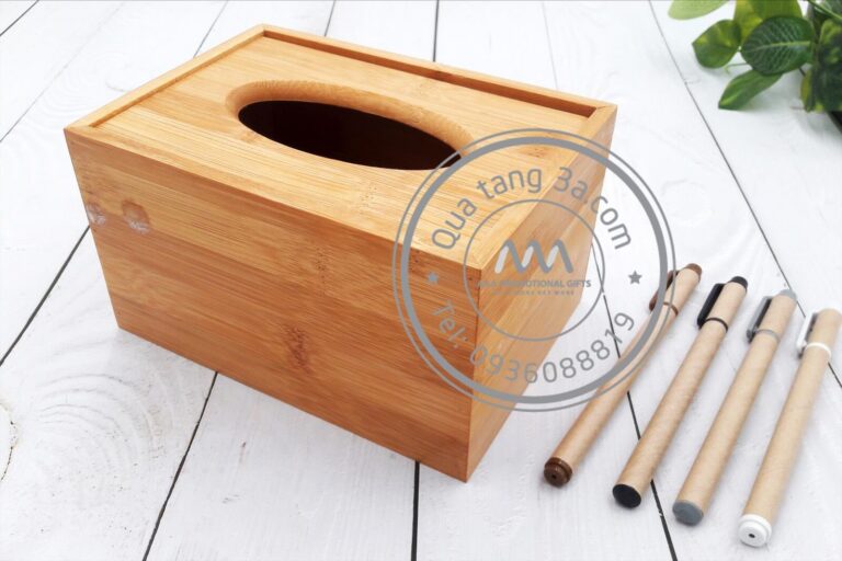 Quà tặng gia dụng Hộp gỗ đựng giấy ăn in logo 13 16 2