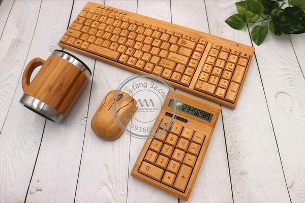 Bàn phím chuột tre in logo Quà tặng công nghệ độc đáo
