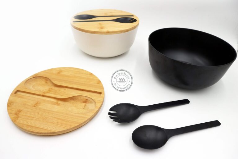 Bộ bát thìa trộn có nắp - Quà tặng thân thiện môi trường 10 bat thia tron nap go 1 2