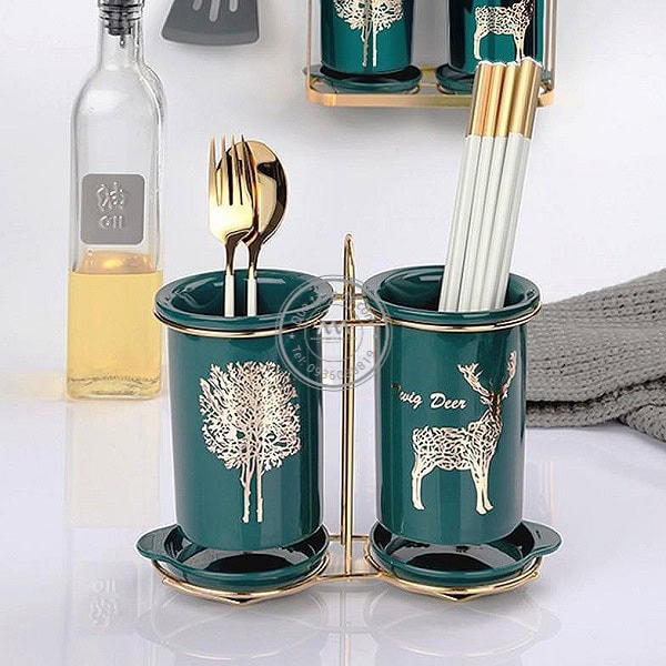 Bộ cốc đựng đũa thìa bằng sứ - quà tặng dành cho các khách hàng nội trợ