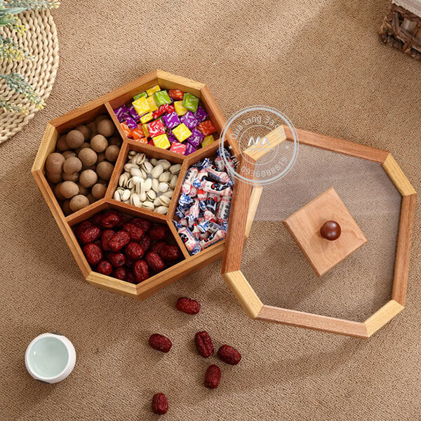 Khay mứt gỗ 5 ngăn | Quà Tết doanh nghiệp