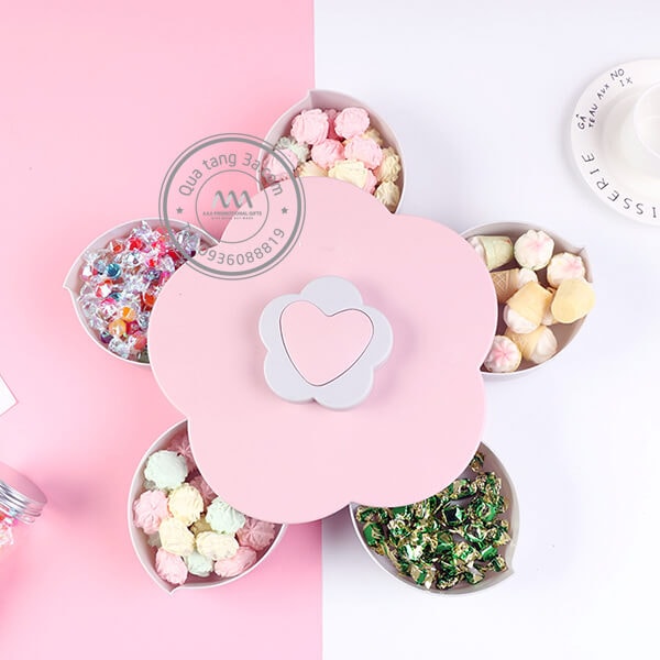 Khay mứt hoa năm cánh chất liệu nhựa lúa mạch | Quà Tết doanh nghiệp